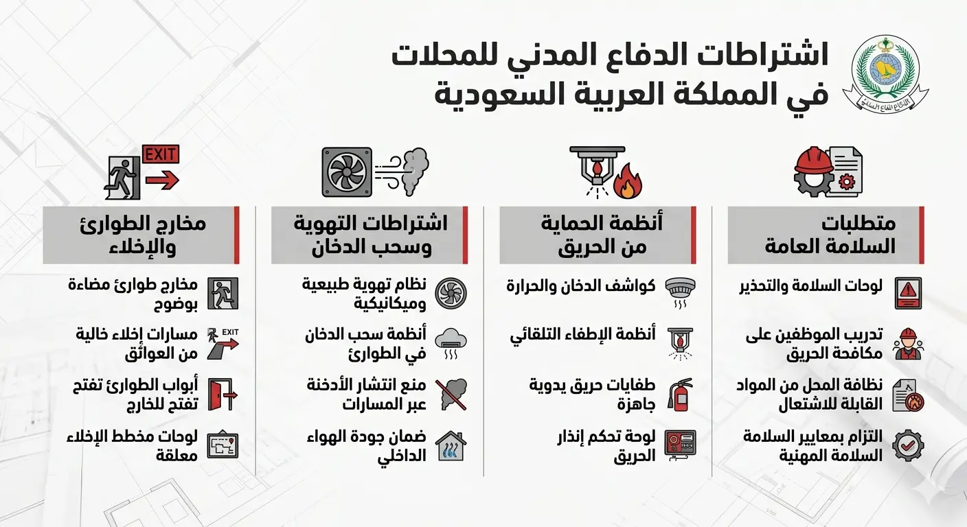 اشتراطات الدفاع المدني للمحلات التجارية